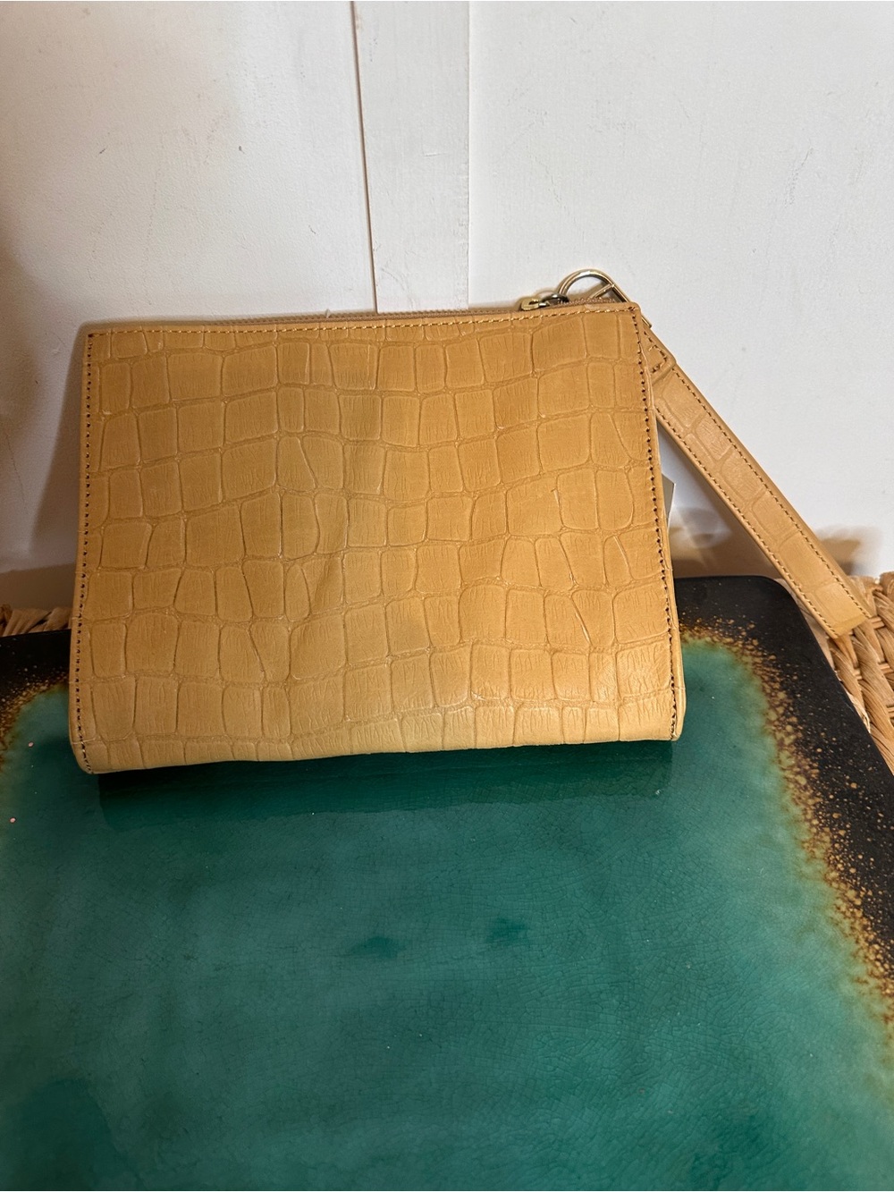 Talbots Croc-Embossed Wristlet Clutch in‎ Mustard